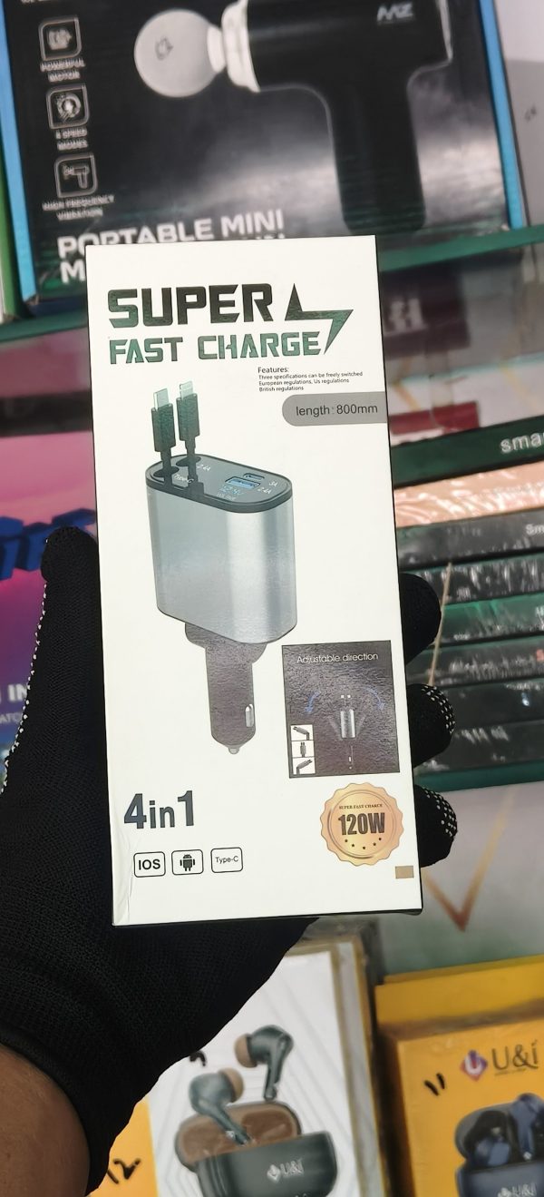 120W Super fast charger 4in1 Car charger...